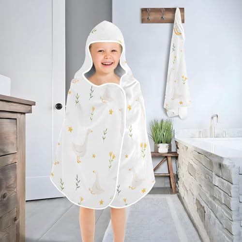 Burbuja Goose Bird Twig Hooded Bath Towel for Kids