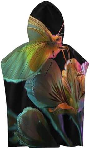 Kids Butterfly On Flower Printed Hooded Bath Towel