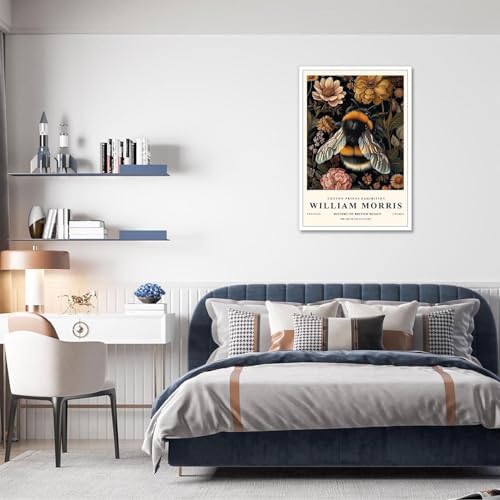 Retro Floral Wasp Poster 16x24in Unframed