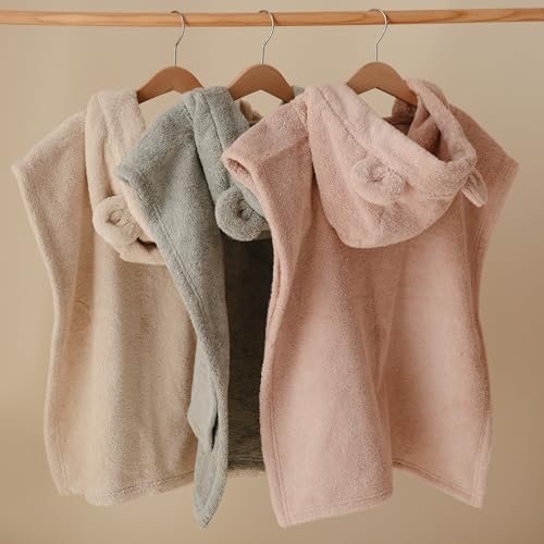 Mushie Poncho Towel for Kids Fog 1-3 Years
