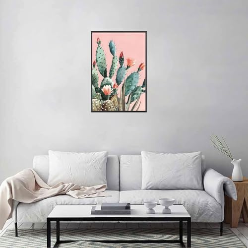 Vintage Desert Landscape Cactus Poster 16x24in Framed