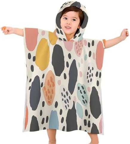 Kids Hooded Bath Towel with Dots and Circles
