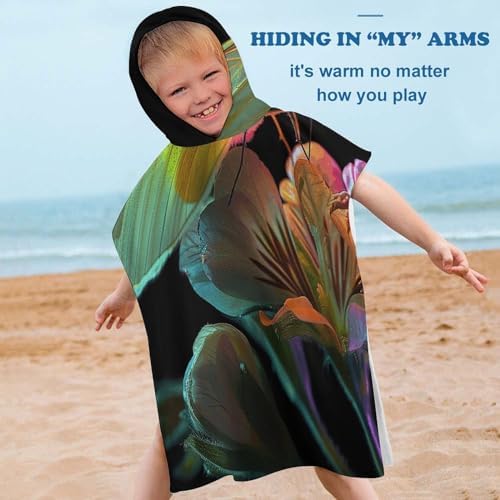 Kids Butterfly On Flower Printed Hooded Bath Towel