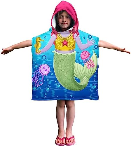 Dawhud Direct Hooded Bath Towel for Kids - Mermaid and Friends Design