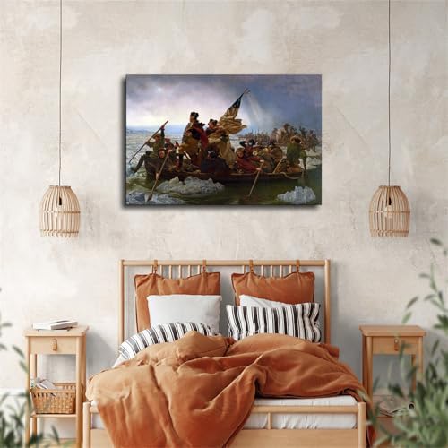 George Washington Crossing The Delaware Poster Canvas Wall Art Print 24x36inch Unframed
