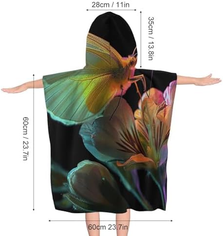 Kids Butterfly On Flower Printed Hooded Bath Towel