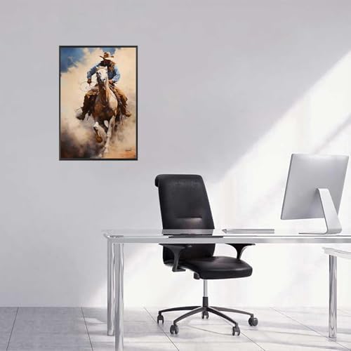 Vintage Western Cowboy Poster 12x16in Framed