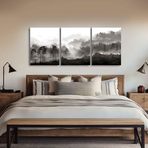 YJYart Misty Forest Wall Decor 3 Piece 12x16