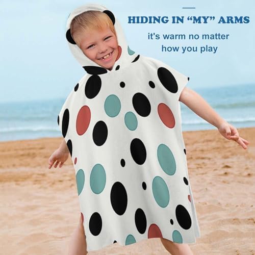 Kids Hooded Bath Towel with Polka Dot Print