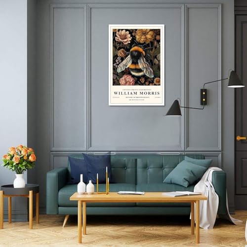 Retro Floral Wasp Poster 16x24in Unframed