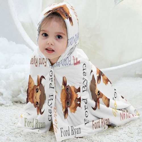 Personalized Buffalo Hooded Kids Bath Towel with Name