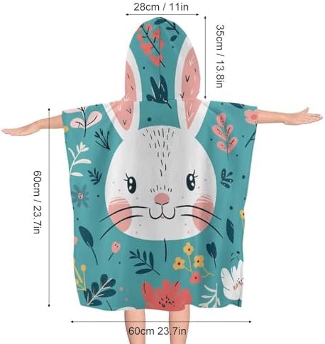 Kids Hooded Bath Towel with Cartoon Rabbit Design