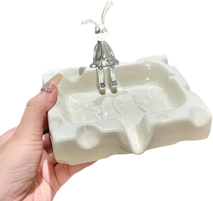 Creative Ceramic Soap Dish with Decorative Figure