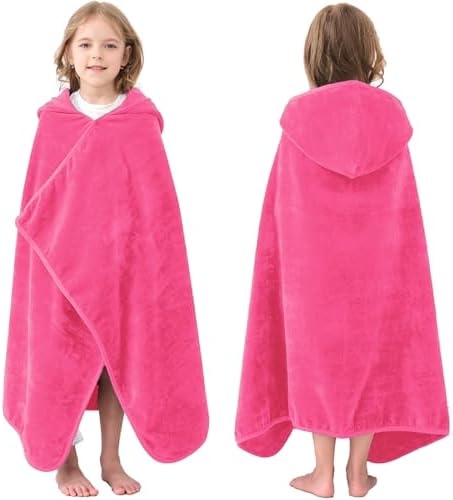 Hiturbo Kids Hooded Bath Towel - Pink 50x30 Inches