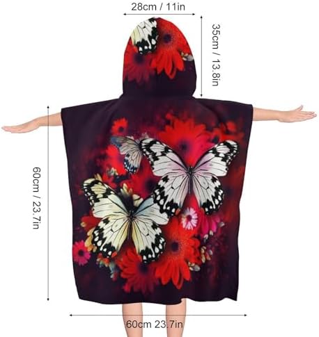 Colorful Kids Hooded Towel with Butterflies