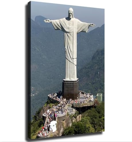 Christ The Redeemer Statue Poster 20x30 Inch Framed Canvas Wall Art Print
