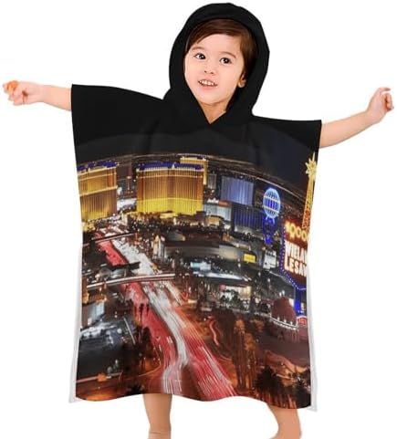 Kids Bath Towel with Las Vegas Night City Print