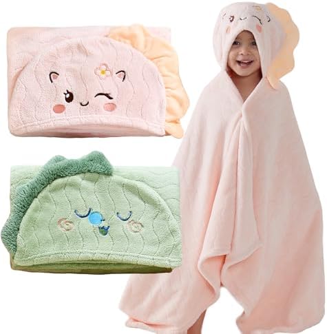 Yaiseiko Hooded Towel for Kids 2 Pack