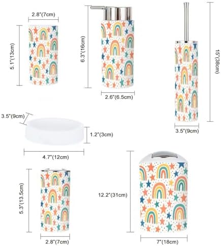 Boho Rainbow Stars Kids Bathroom Accessory Set 6 Piece