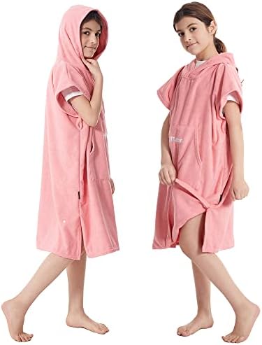 Hiturbo Kids Changing Towel Hoodie - Quick Dry Microfiber Bath Towel - Pink