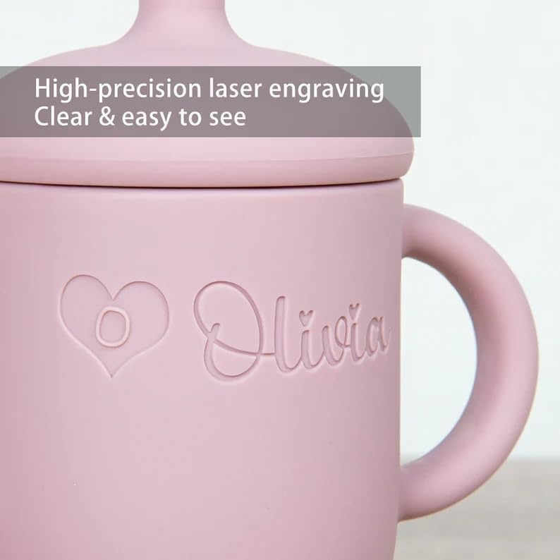 Personalized Engraved Silicone Sippy Cup 5oz for Baby Toddlers