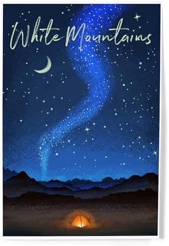Lantern Press 8x12 Art Print White Mountains Camping Scene