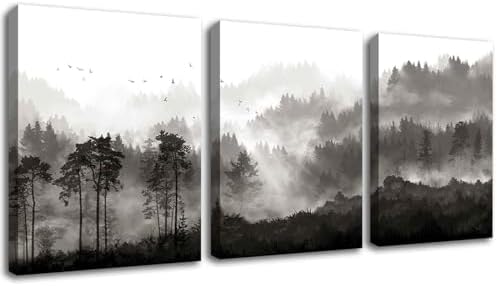 YJYart Misty Forest Wall Decor 3 Piece 12x16