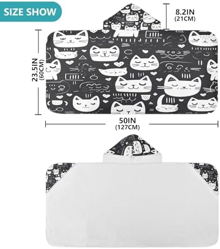 Cute Cartoon Cats Hooded Kids Bath Towel