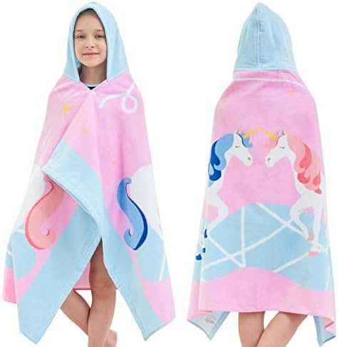 Kids Bath Towels with Hooded Design and Cute Cartoon Pattern