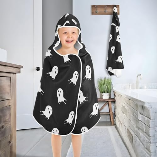 Halloween Ghost Kids Hooded Bath Towel for Boys Girls