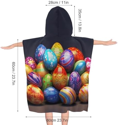 Kids Hooded Bath Towel with Easter Eggs Design