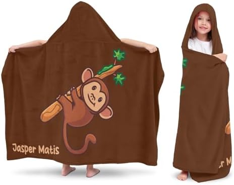 Deven Monkey Branches Personalized Hooded Bath Towel Wrap for Kids