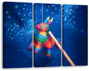 3 Panels Mexican Piata Party Canvas Art Poster Print