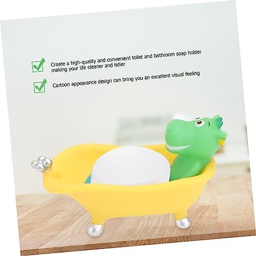 Luxshiny Cartoon Dinosaur Soap Holder with Drain for Bathroom
