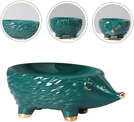 Ceramic Hedgehog Soap Holder Cute Green Bathroom Storage Rack
