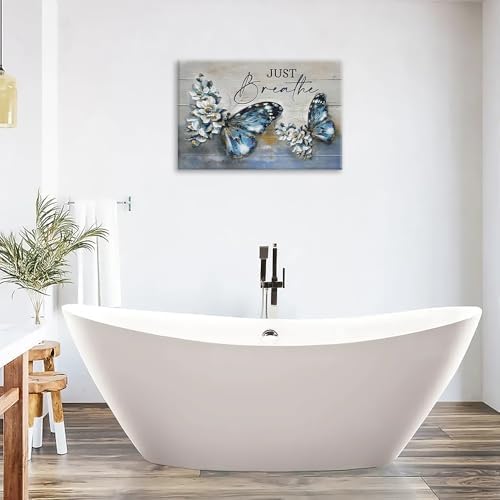 Farmhouse Blue Butterfly Wall Art Canvas Print
