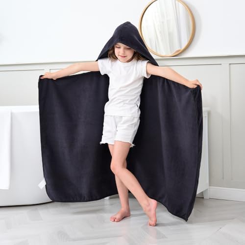 Hiturbo Kids Hooded Bath Towel - Black
