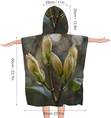 Kids Hooded Bath Towel with Tree Bud Pattern