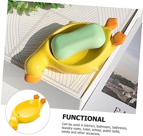 Cute Duck Ceramic Soap Holder with Self Draining Feature