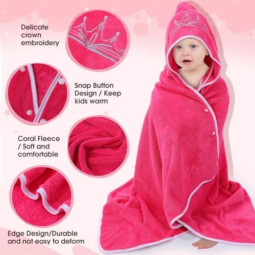 2 Pcs Princess Hooded Bath Towels for Kids