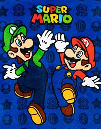 Super Mario Kids Towel Poncho - Blue Mario Luigi Bath Towel