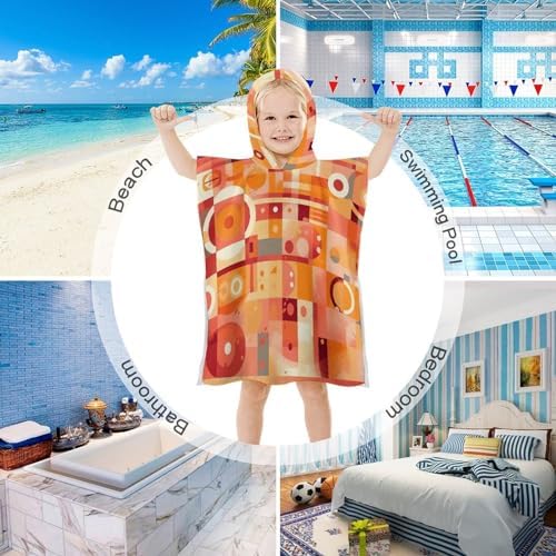 Kids Hooded Beach Towel with Yellow and Cream Print