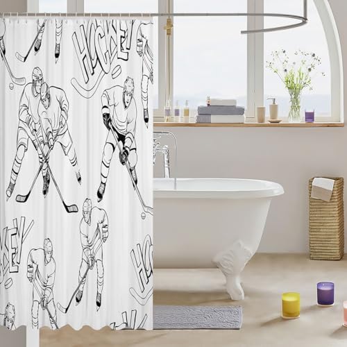 Feelyou Ice Hockey Shower Curtain Set for Kids Teens