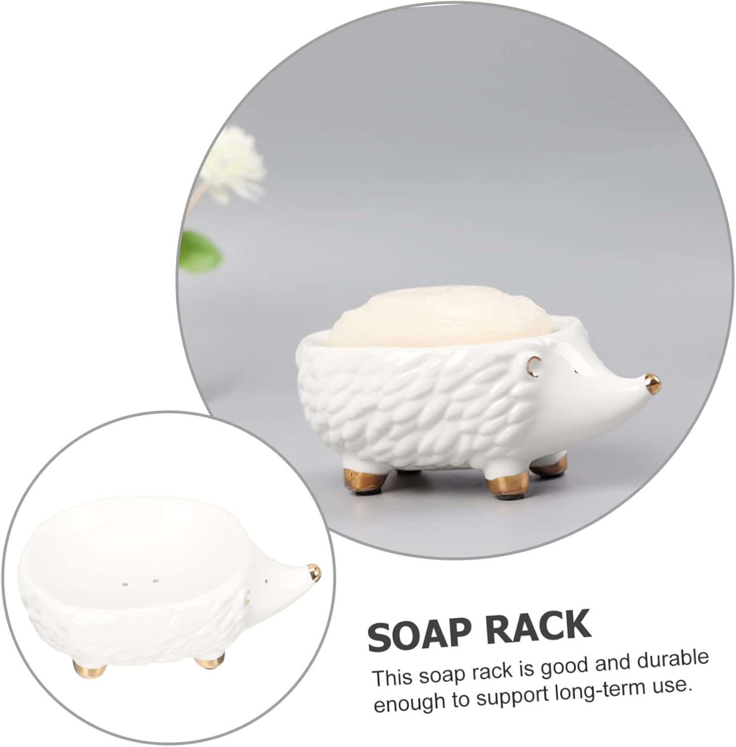 Cute Ceramic Hedgehog Soap Dish Bathroom Accessory Holder