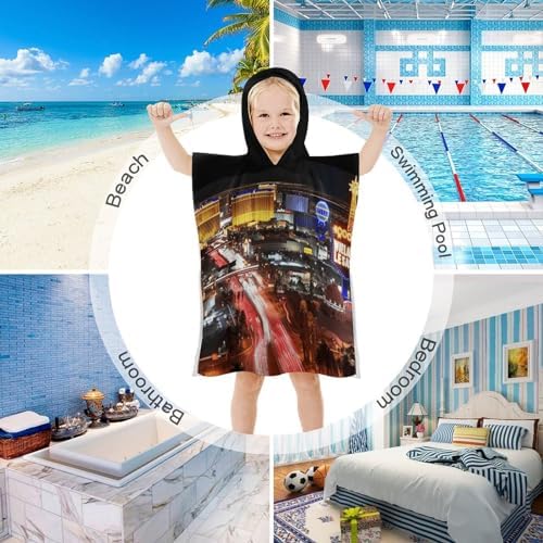 Kids Bath Towel with Las Vegas Night City Print