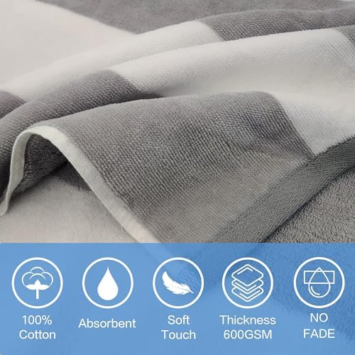 VOOVA MOVAS Big Kids Hooded Poncho Towel - 8-16 Years Grey Cabana Stripe