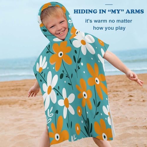 Kids Hooded Bath Towel with Hand Drawn Doodles