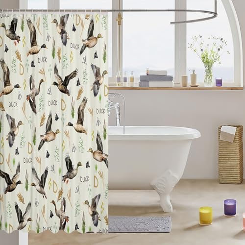 Feelyou Mallard Duck Shower Curtain Set Green 72x72