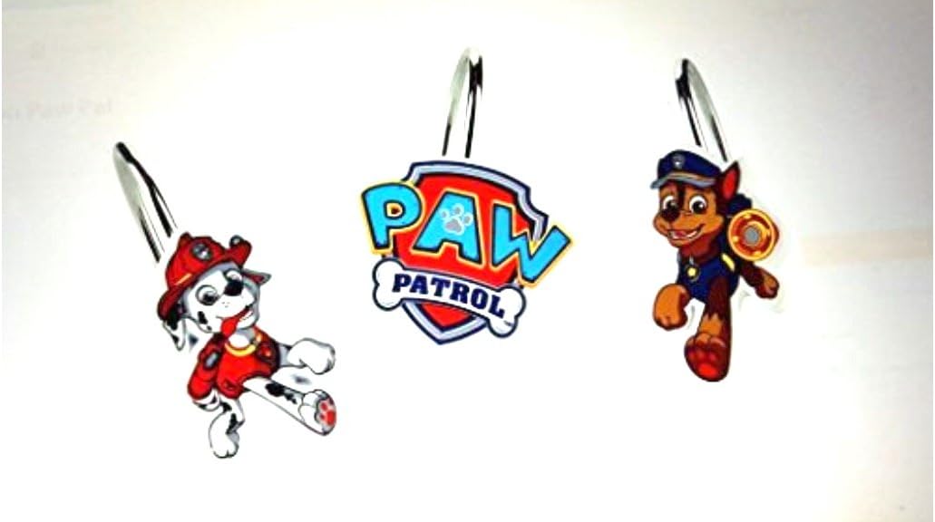 Paw Patrol Shower Curtain Hooks Set of 12