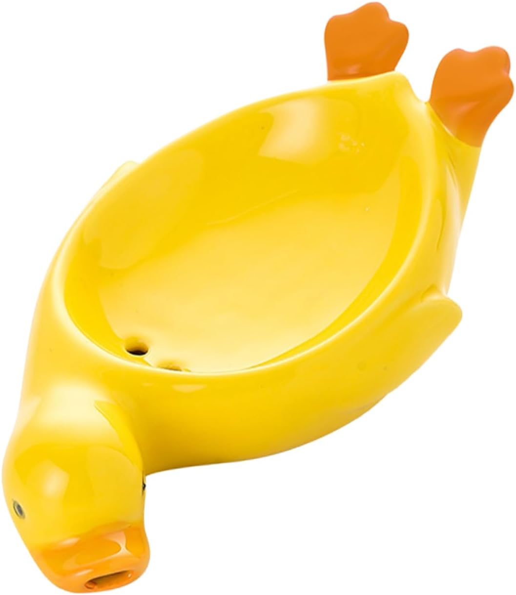 Cute Duck Ceramic Soap Holder with Self Draining Feature